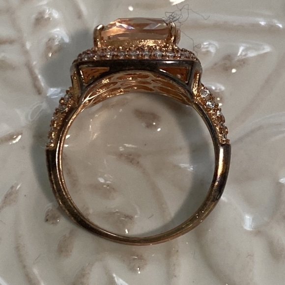 Morganite Diamond Cushion Cut Sterling Silver 14k Rose Gold Ring 4Ct Christmas - Picture 16 of 17